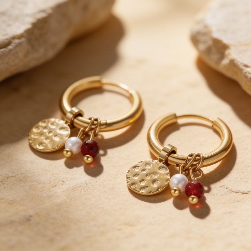 Garnet stone earrings "Noctara"