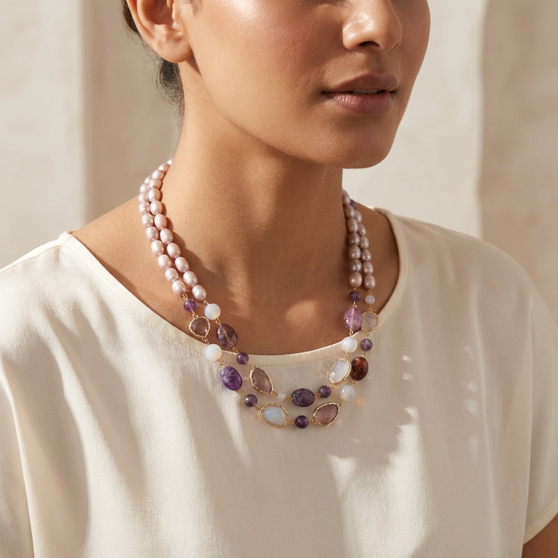 Amethyst & Moonstone Necklace "Diva"