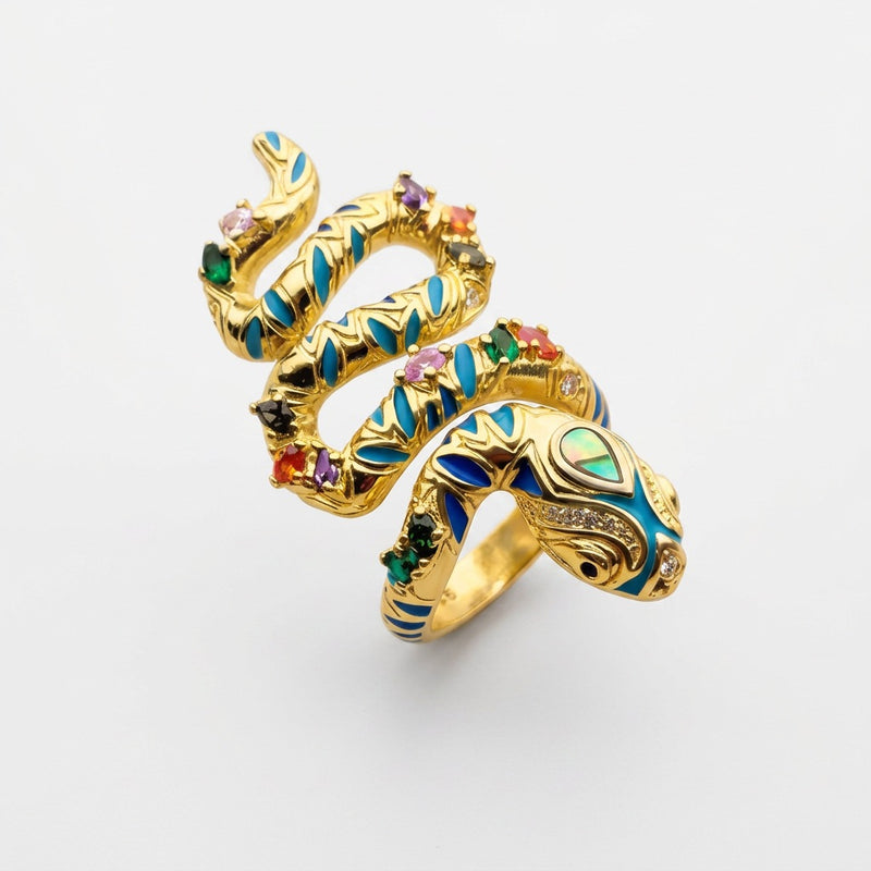 Multi Gemstone Snake Ring "Aetheris"