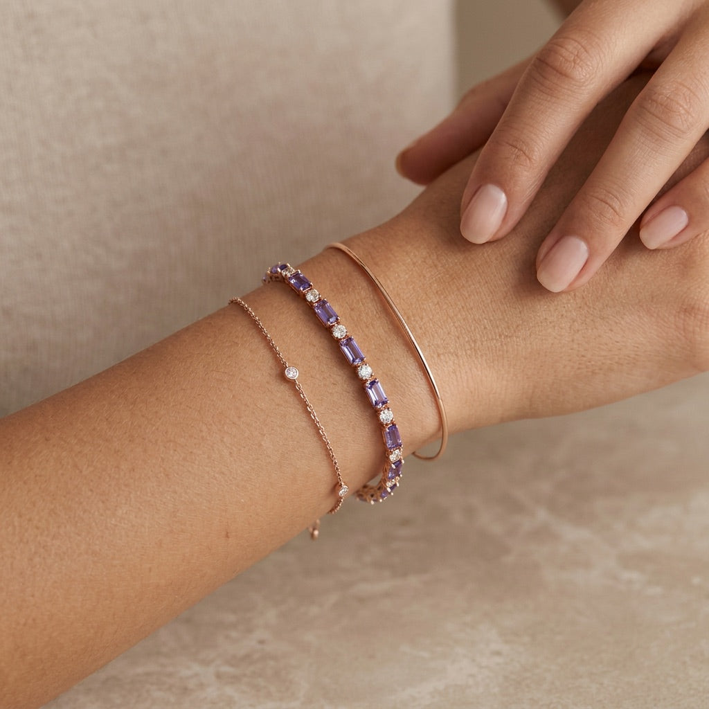 Amethyst Bracelet "Pulpor" gold/ silver