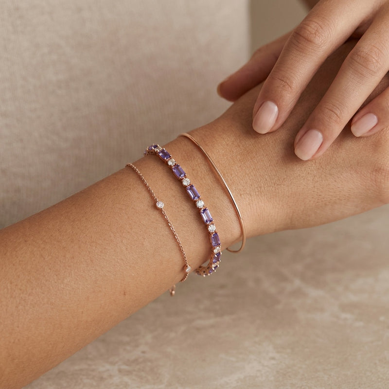 Amethyst Bracelet "Pulpor" gold/ silver