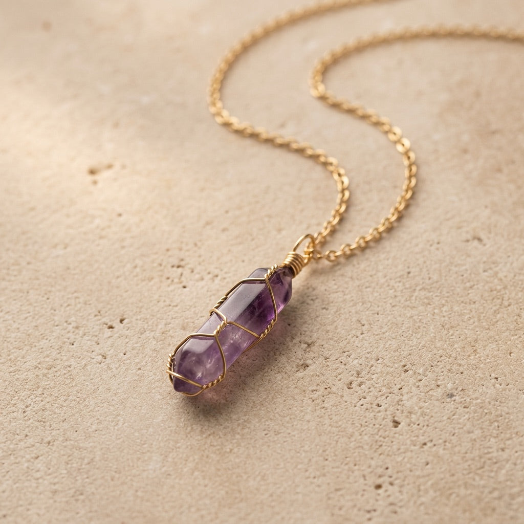 Gold Amethyst Necklace "Nexa"