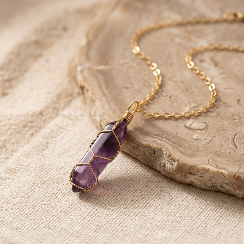 Gold Amethyst Necklace "Nexa"