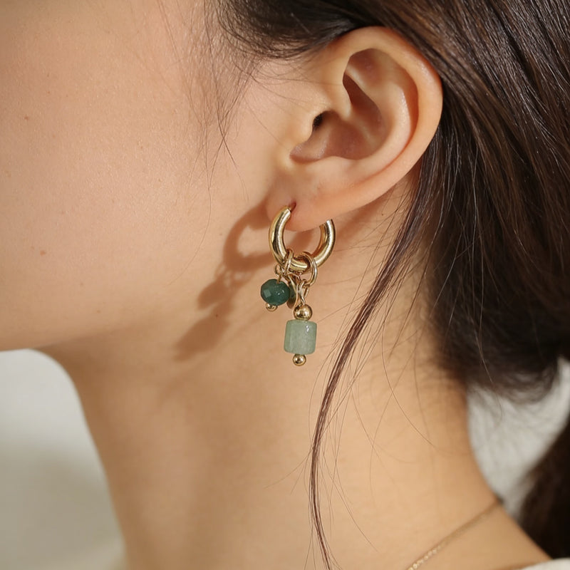 Green Aventurine Earrings "Golden Aura"