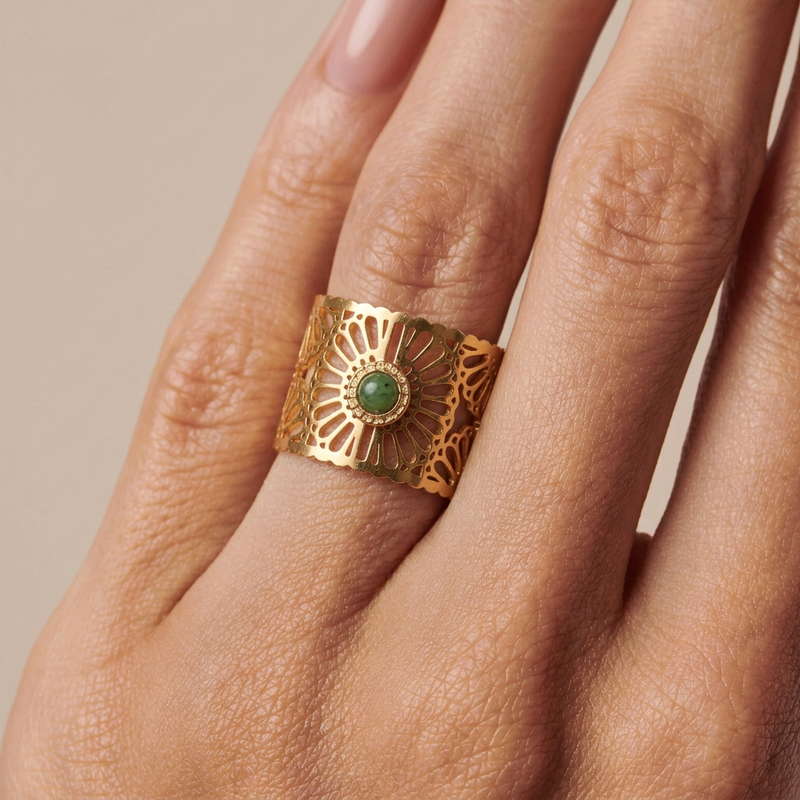 Green Aventurine Adjustable Ring "Versatil"