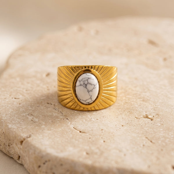 Howlite Stone Adjustable Ring "Olyne"