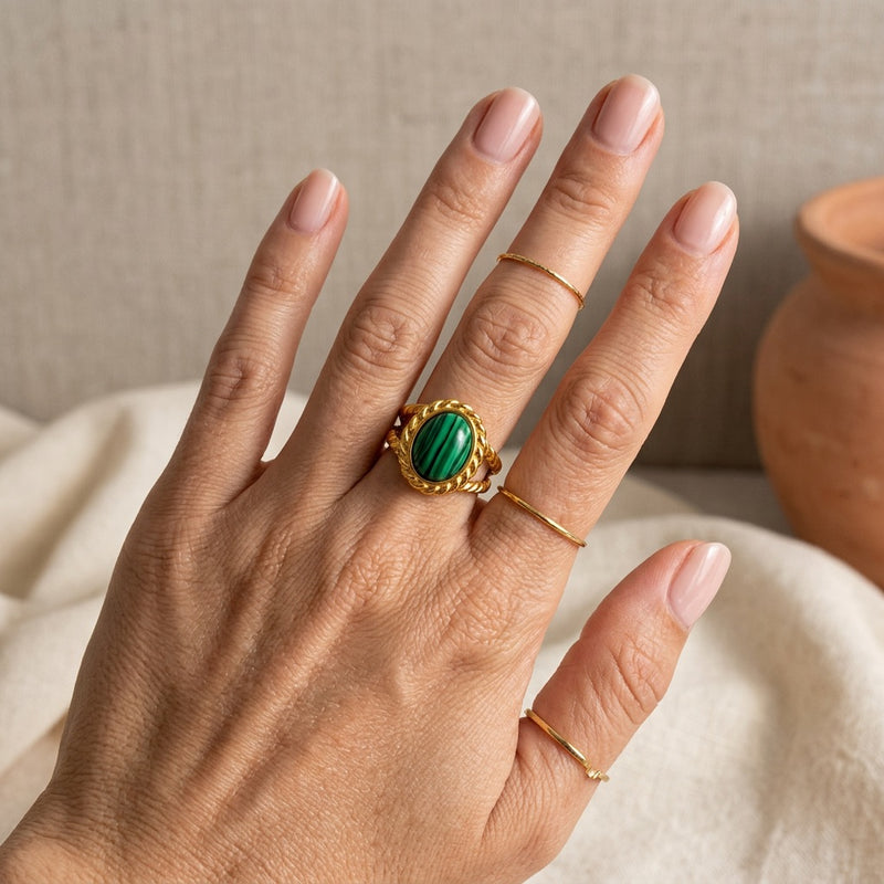 Malachite Adjustable Ring “Sylvenor”