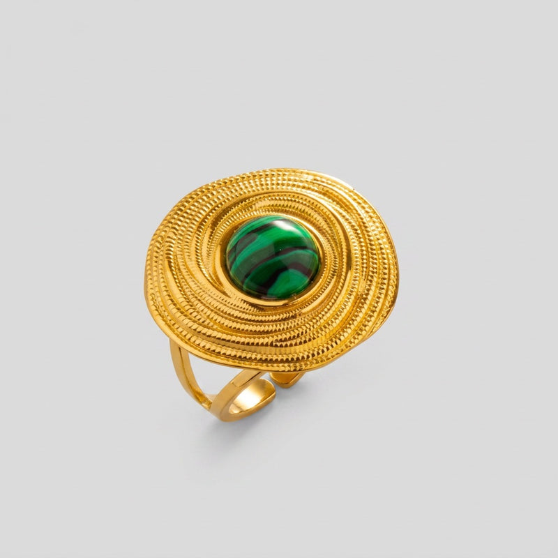 Malachite Adjustable Ring "Elarion"