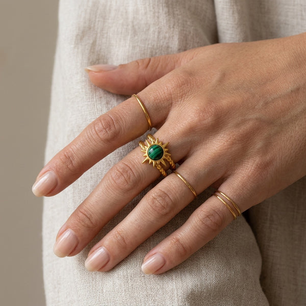 Malachite Adjustable Ring “Soleryn”