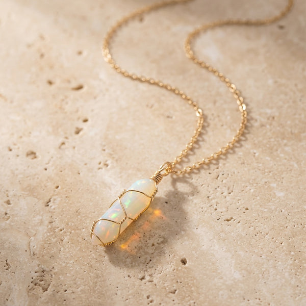 Gold Opal Necklace "Nexa Echo"