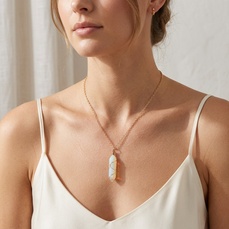 Gold Opal Necklace "Nexa Echo"