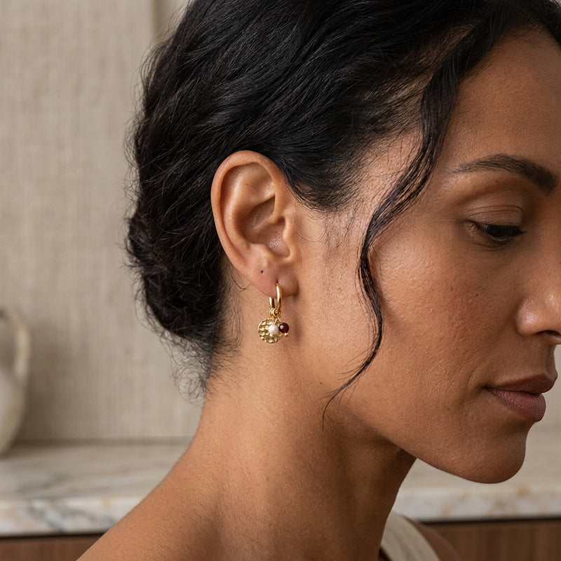 Garnet stone earrings "Noctara"