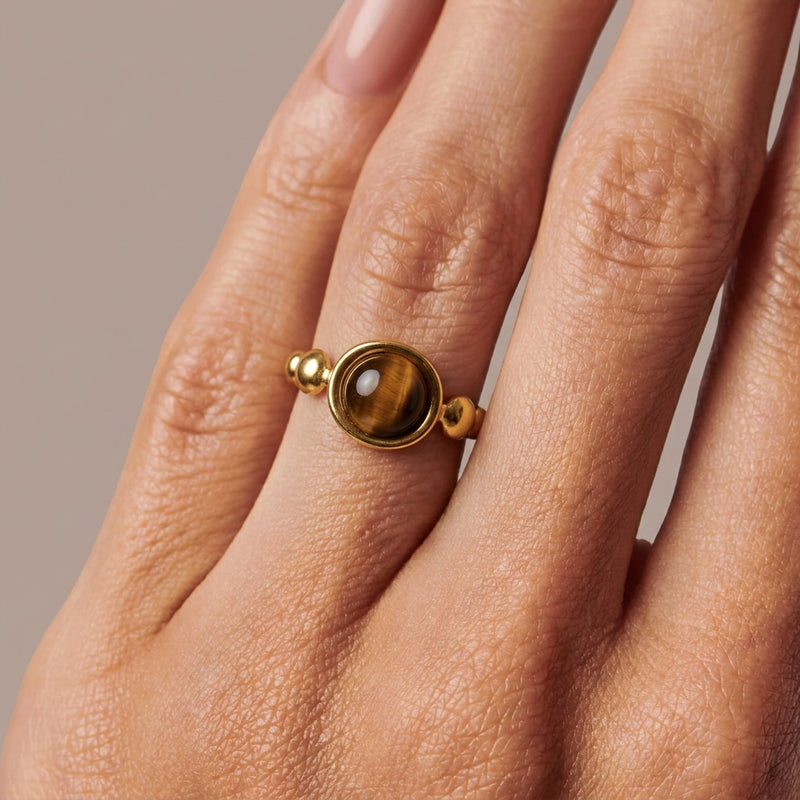 Tiger eye stone ring "Antic"
