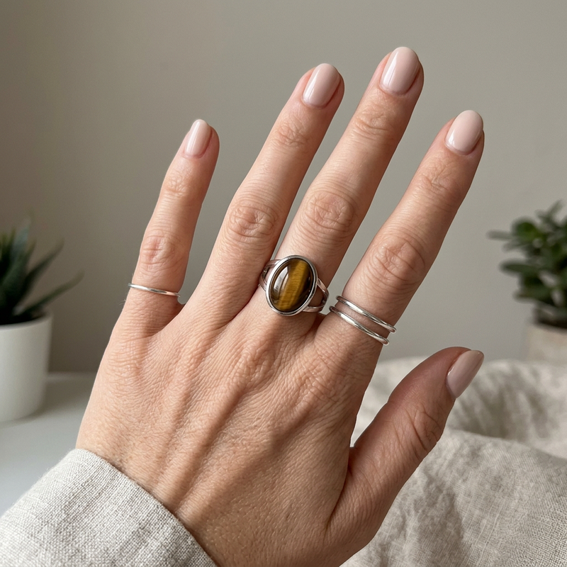 Tiger Eye Stone Ring “Golden Horizon”