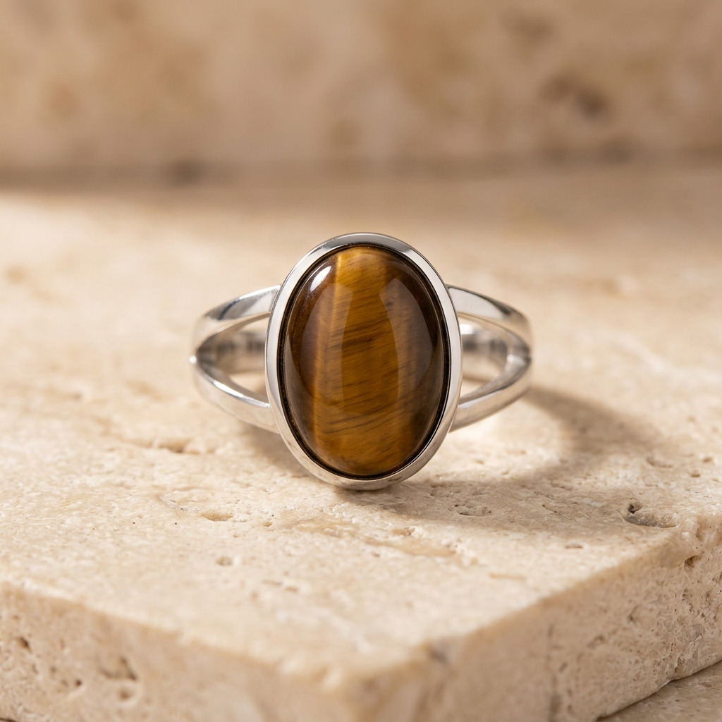 Tiger Eye Stone Ring “Golden Horizon”