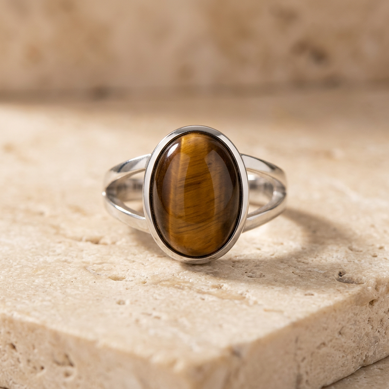 Tiger Eye Stone Ring “Golden Horizon”