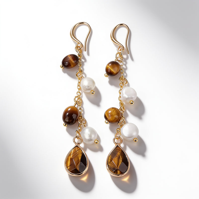 Tiger Eye Stone Earrings “Mirelya”