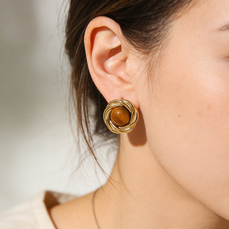 Tiger Eye Stone Earrings "Taleya"