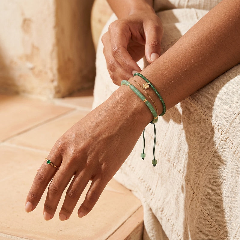 Green Aventurine Beaded Bracelet "Emperor"