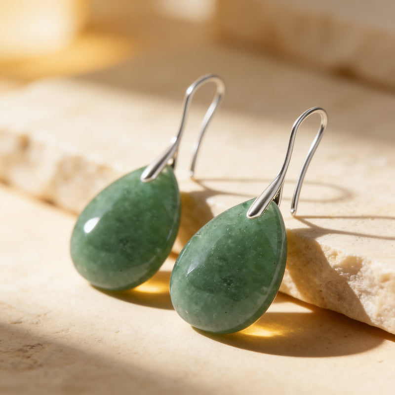 Aventurine Stone Earrings "Elaris Dew"