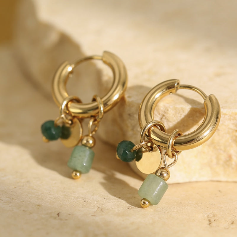 Green Aventurine Earrings "Golden Aura"