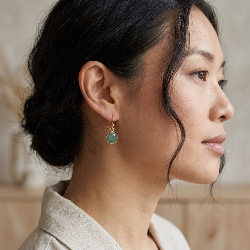 Green Aventurine Drop Earrings "Precious"