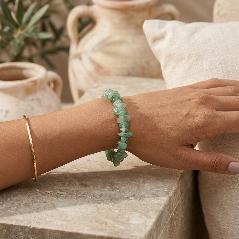 Green Aventurine Elastic Chip Bracelet "Nama"
