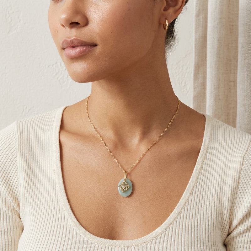 Aventurine Stone Necklace "Eucalyp"