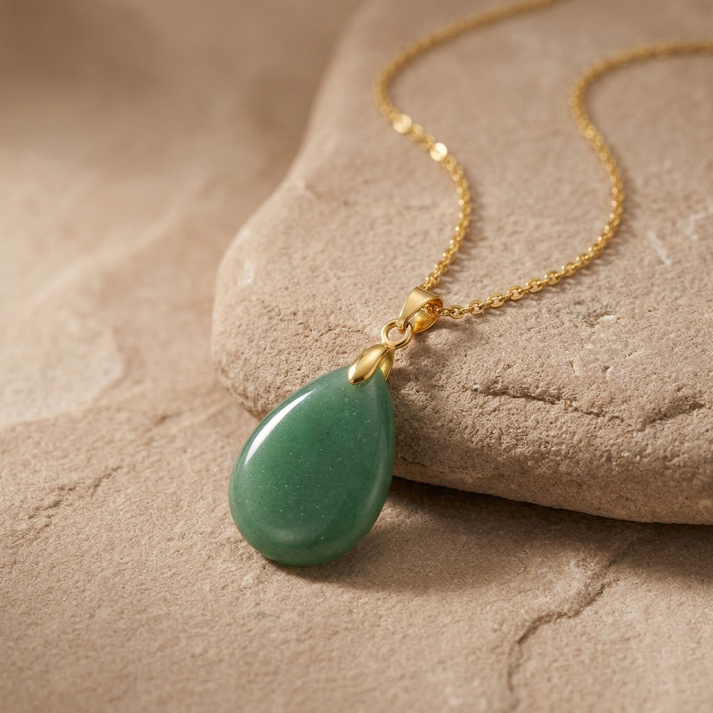 Green Aventurine Stone Necklace “Perle”