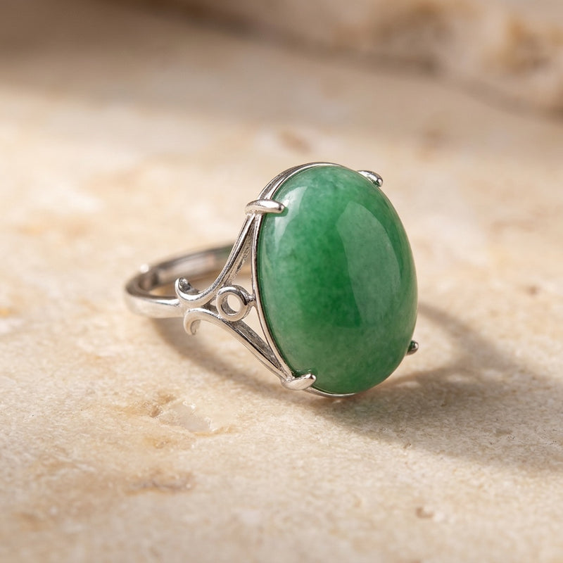 Green Aventurine Stone Adjustable Ring "Elaris"