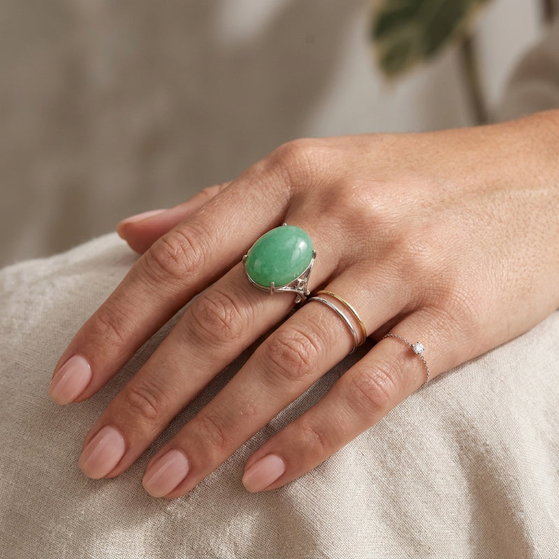 Green Aventurine Stone Adjustable Ring "Elaris"