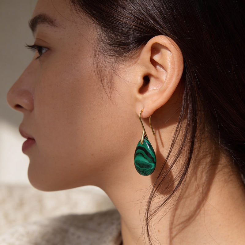 Malachite Stone Earrings "Virelya"