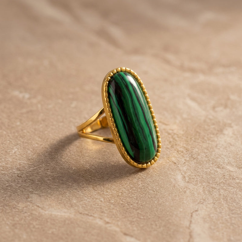 Malachite Adjustable Ring "Calyros"