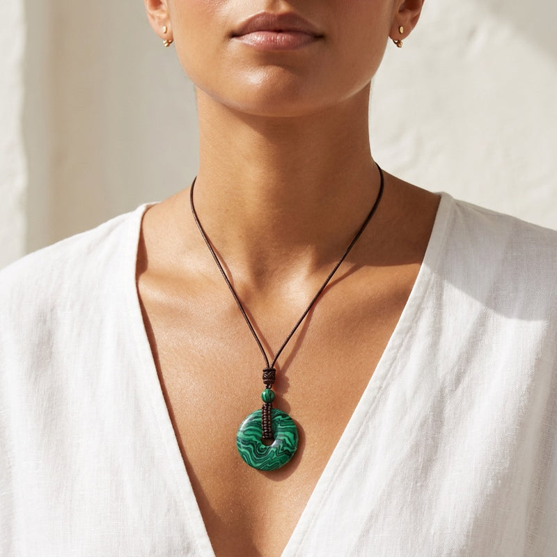 Malachite Stone Pendant "Orbit"