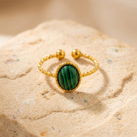 Malachite Adjustable Ring "Aureth"