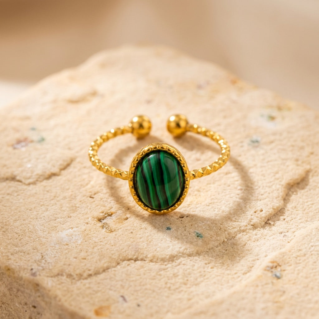 Malachite Adjustable Ring "Aureth"