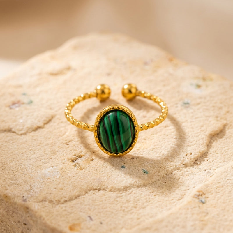 Malachite Adjustable Ring "Aureth"