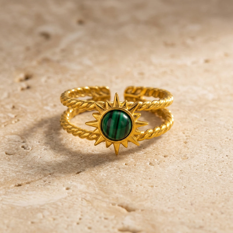 Malachite Adjustable Ring “Soleryn”
