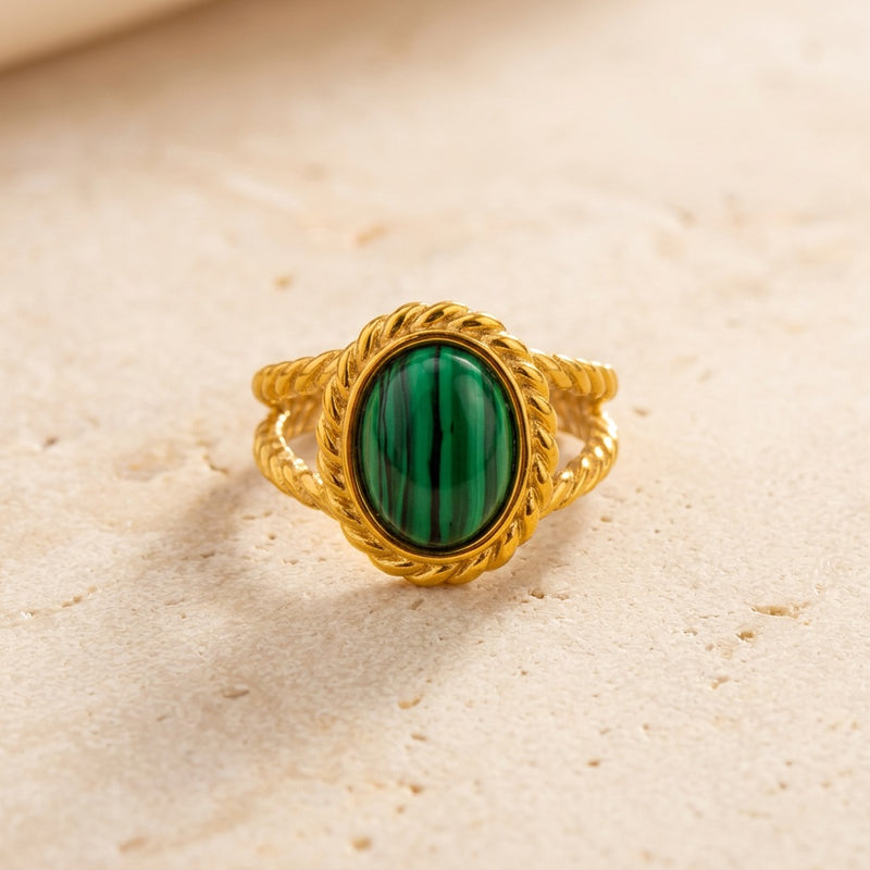 Malachite Adjustable Ring “Sylvenor”