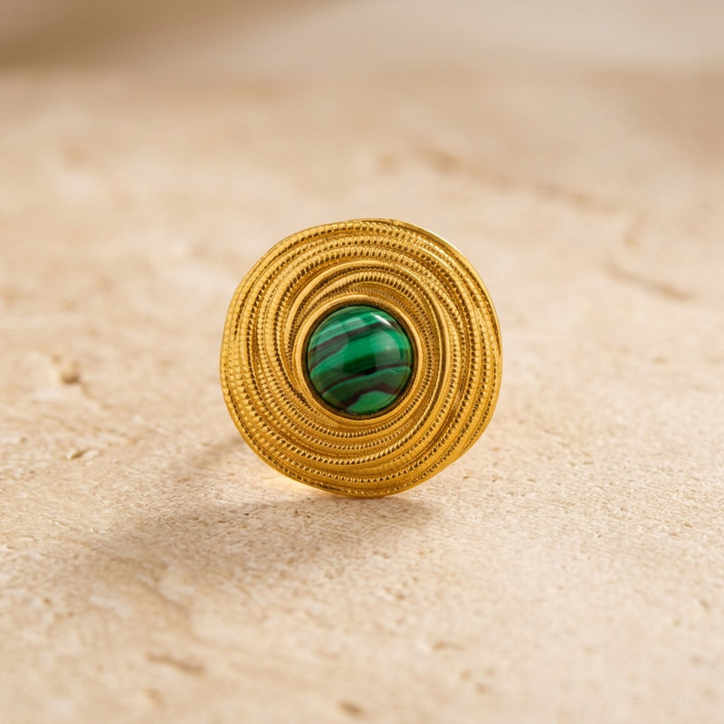 Malachite Adjustable Ring "Elarion"