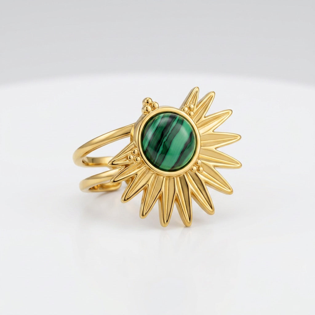 Malachite Adjustable Ring "Solyra"