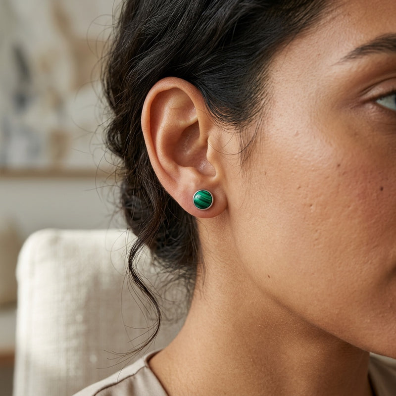 Malachite Stud Earrings "Orbita"