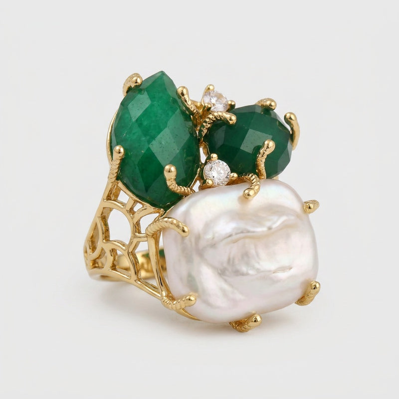 Green Onyx Stone Ring "Diana"
