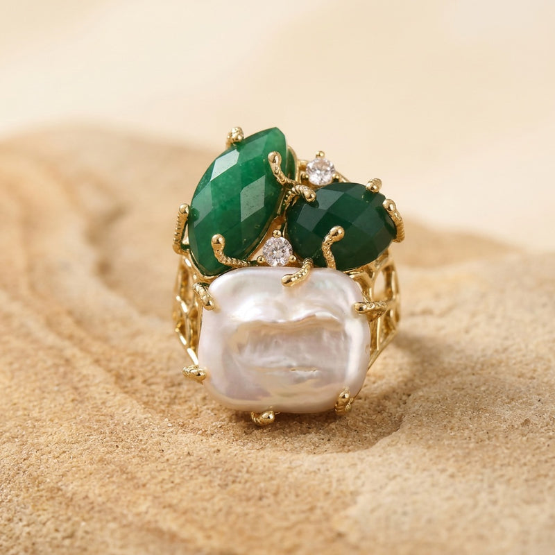 Green Onyx Stone Ring "Diana"