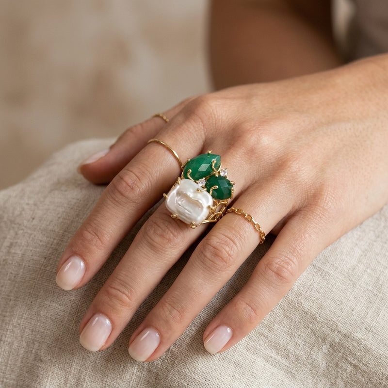 Green Onyx Stone Ring "Diana"