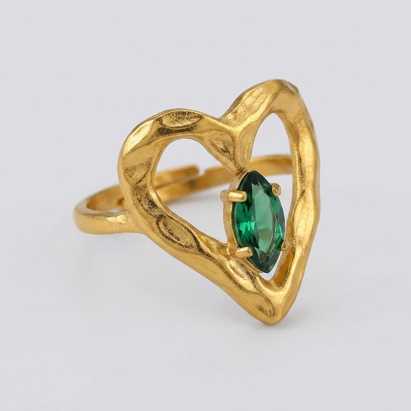 Green Onyx ring "Amour Brut"