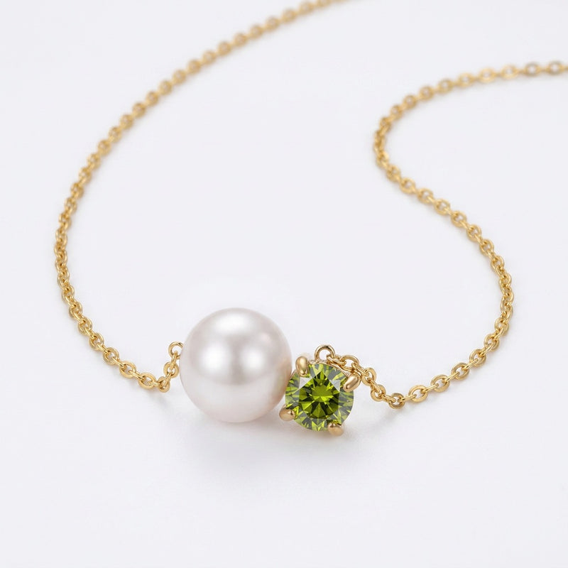 Peridot and Pearl Necklace “Serenza”