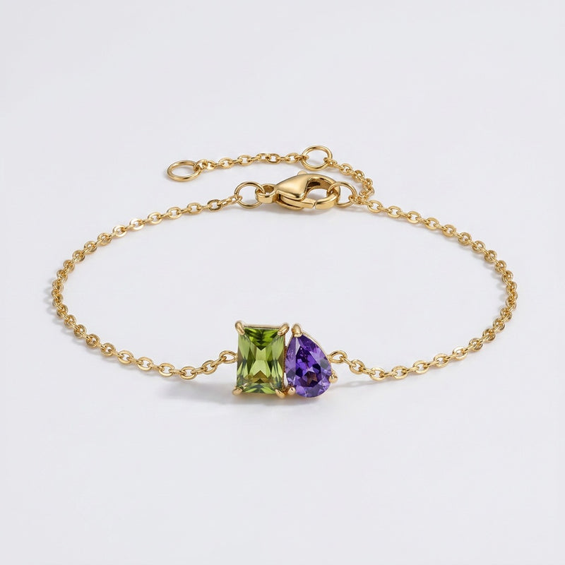 Peridot & Amethyst Stone Bracelet "Esmira"