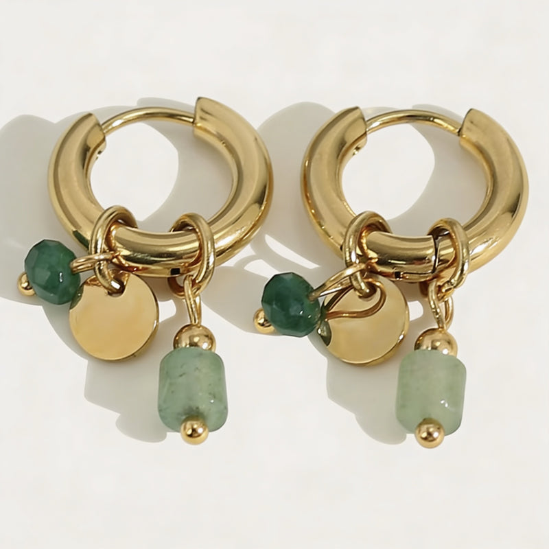Green Aventurine Earrings "Golden Aura"