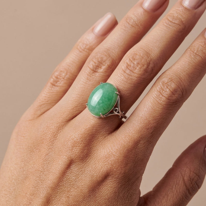 Green Aventurine Stone Adjustable Ring "Elaris"